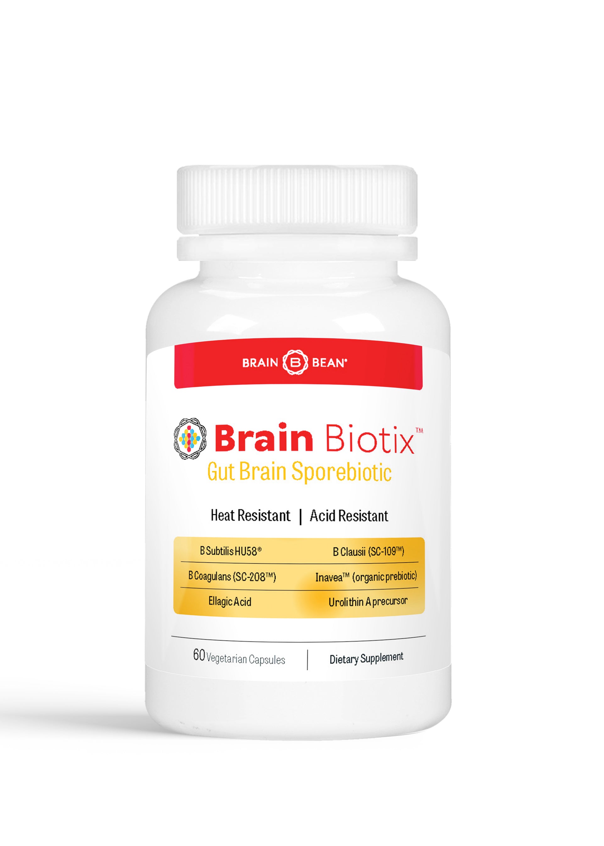 Brain Biotix™ Gut Brain Sporebiotic HeatStable Probiotic, Prebiot
