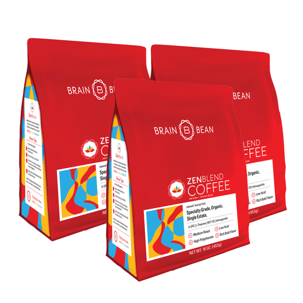 Brain Bean™ Zen-Blend Coffee 3-Pack - Infused with Sensoril®, A-GPC, L