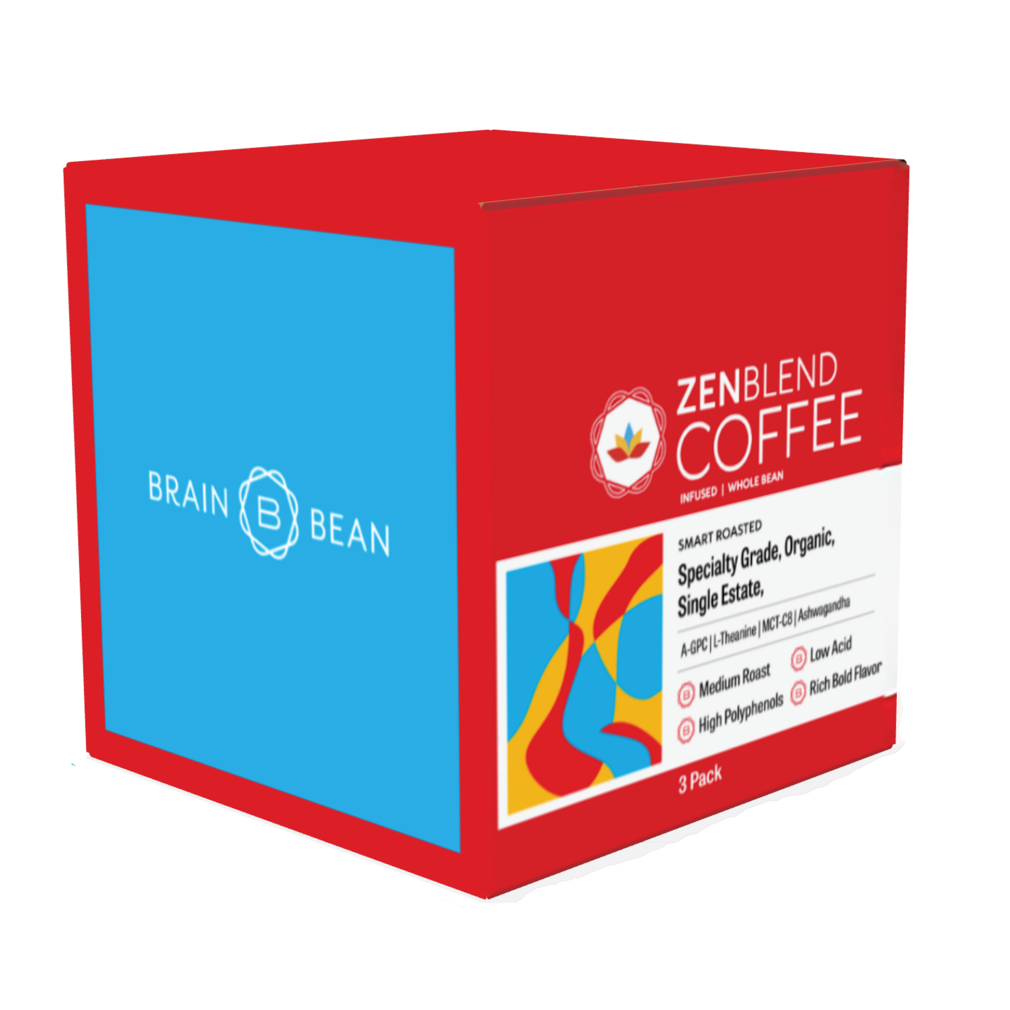 Brain Bean™ Zen-Blend Coffee 3-Pack - Infused with Sensoril®, A-GPC, L-theanine and C-8 MCT oil