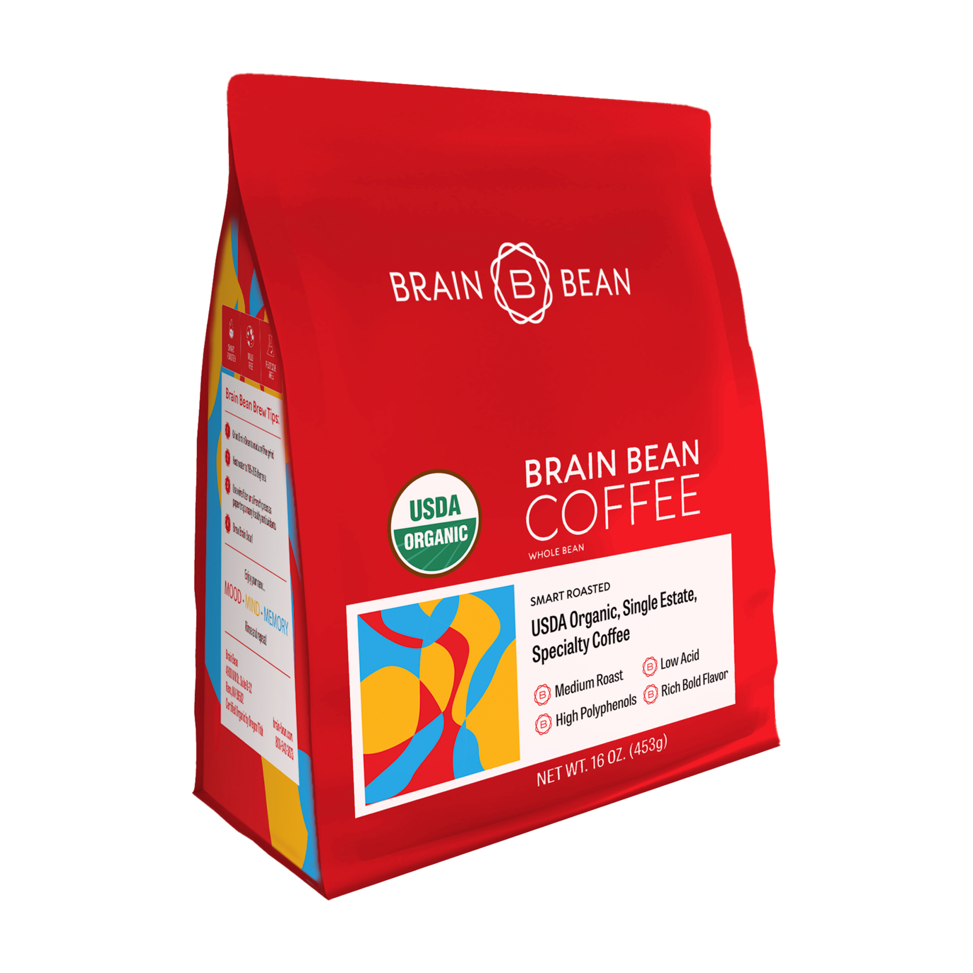 Brain Bean™ Coffee 16 oz - USDA Organic, Fair Trade, Premium Grade